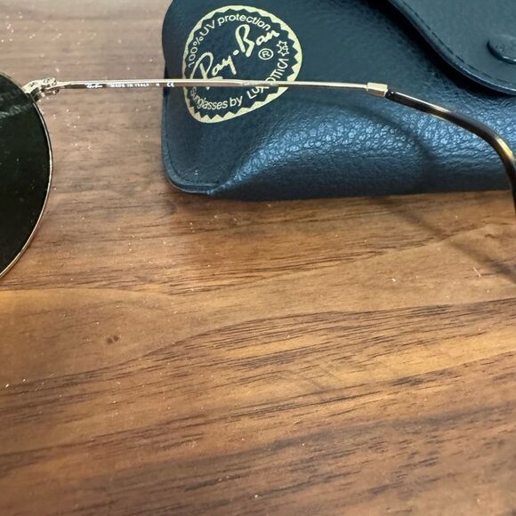 Ray-Ban Round Metal Sunglasses Purple Lenses Gold Frame - Picture 3 of 6